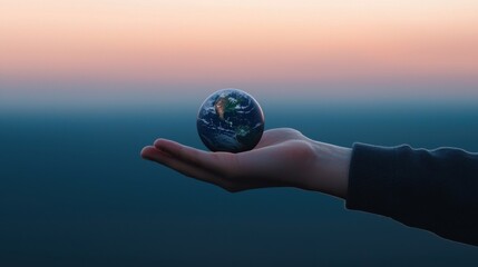 world earth hour day concept. Hand Shielding Glowing Earth Globe Protecting Our Fragile Planet s Future