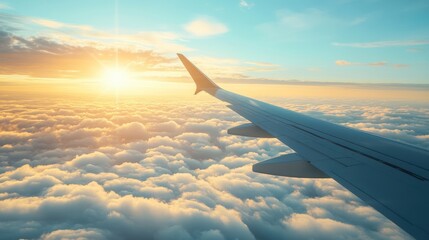 Obraz premium Golden Hour Flight: Above the Clouds