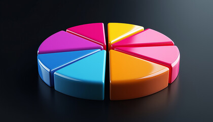 Obraz premium Vibrant Colorful 3D Pie Chart Data Visualization Graphic Representation