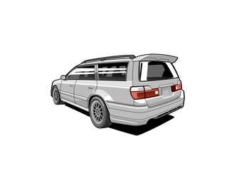 japan car vector cartoon illustration