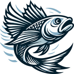 illustration of jumping fish, fish jump out of water