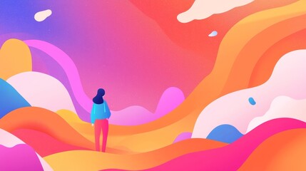 Colorful abstract landscape digital art vibrant environment dreamy viewpoint imaginative concept for creativity