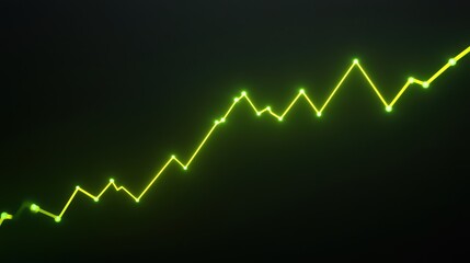 Naklejka premium neon Bitcoin line chart with a rising green graph pointing up, illustrating Bitcoin's growth in financial markets.
