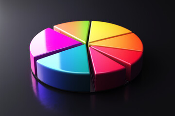 Obraz premium Vibrant Colorful 3D Pie Chart Data Visualization Graphic Representation of Statistics Business Finance Marketing Analysis