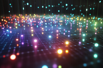 Obraz premium Abstract Colorful Lights Network Data Visualization Digital Art