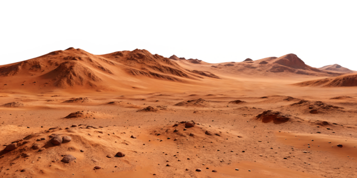 Martian Surface Landscape with Red Rocks on Transparent Background Mars Space Planet, PNG Transparent