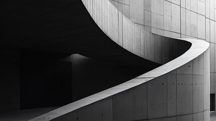 Obraz premium Abstract architectural concrete structure with curved lines and geometric patterns