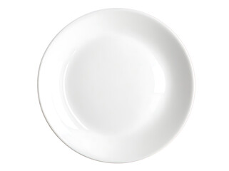 Empty white dish plate on transparent background