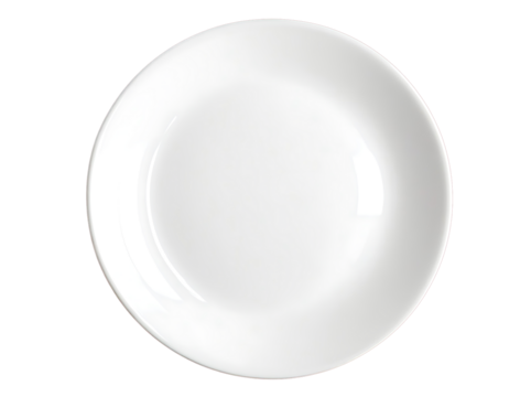 Empty white dish plate on transparent background
