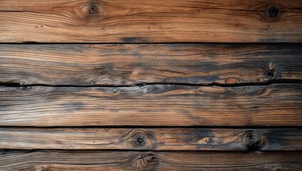 Fototapeta premium wooden surface, showcasing a rustic and weathered texture. The wood appears aged, with visible grain patterns and knots, adding character to the surface.