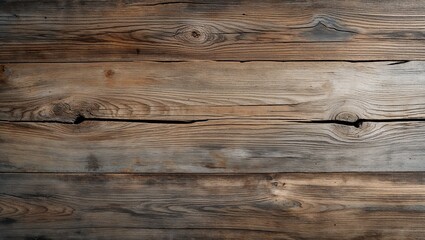Fototapeta premium wooden surface, showcasing a rustic and weathered texture. The wood appears aged, with visible grain patterns and knots, adding character to the surface.