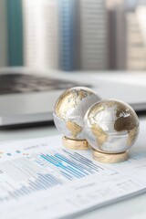 Global business trends analysis office environment infographic modern workspace close-up economic insights