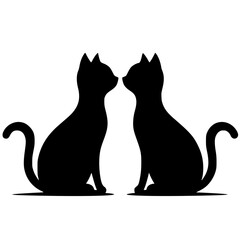Romantic cat silhouette