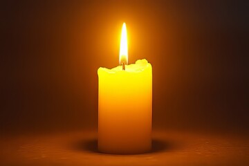 Single Burning Candle Illuminates Darkness - Symbol of Remembrance and Hope