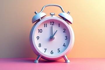 Naklejka premium Stylish Pastel Alarm Clock Showing the Time