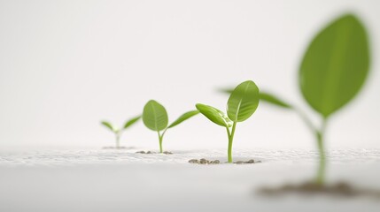 Growing green seedling growth in indoor environment nature close-up fresh start concept