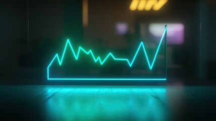 Bitcoin chart with an upward-trending glowing green line, signifying the increasing value of digital currency