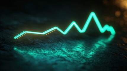 Bitcoin value rising, shown by a glowing green line graph pointing up to the right, illustrating financial growth in the digital world.