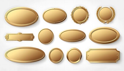 Assortment of Elegant Golden Plaques and Ornate Frames Collection