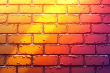 Vibrant Gradient Brick Wall with Warm Hues
