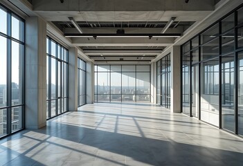 Bright, expansive commercial space with city views and contemporary design