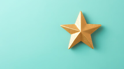 Golden Star on Blue-Green Background