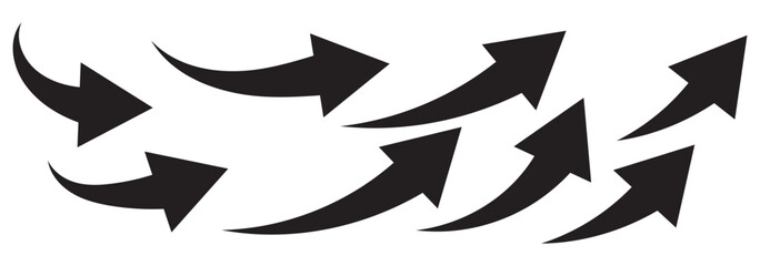 black arrow icon on transparent background. flat style. arrow icon. arrow indicated the direction symbol. curved arrow sign.