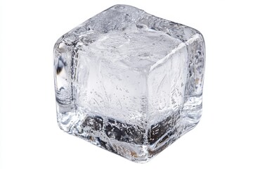 Single ice cube melting, studio shot, white background, beverage