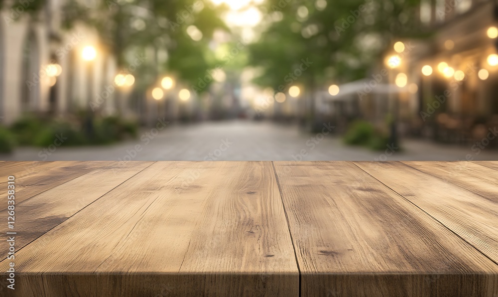 Aufkleber a smooth wooden tabletop in sharp focus, ideal for showcasing textures and surfaces in photography.
