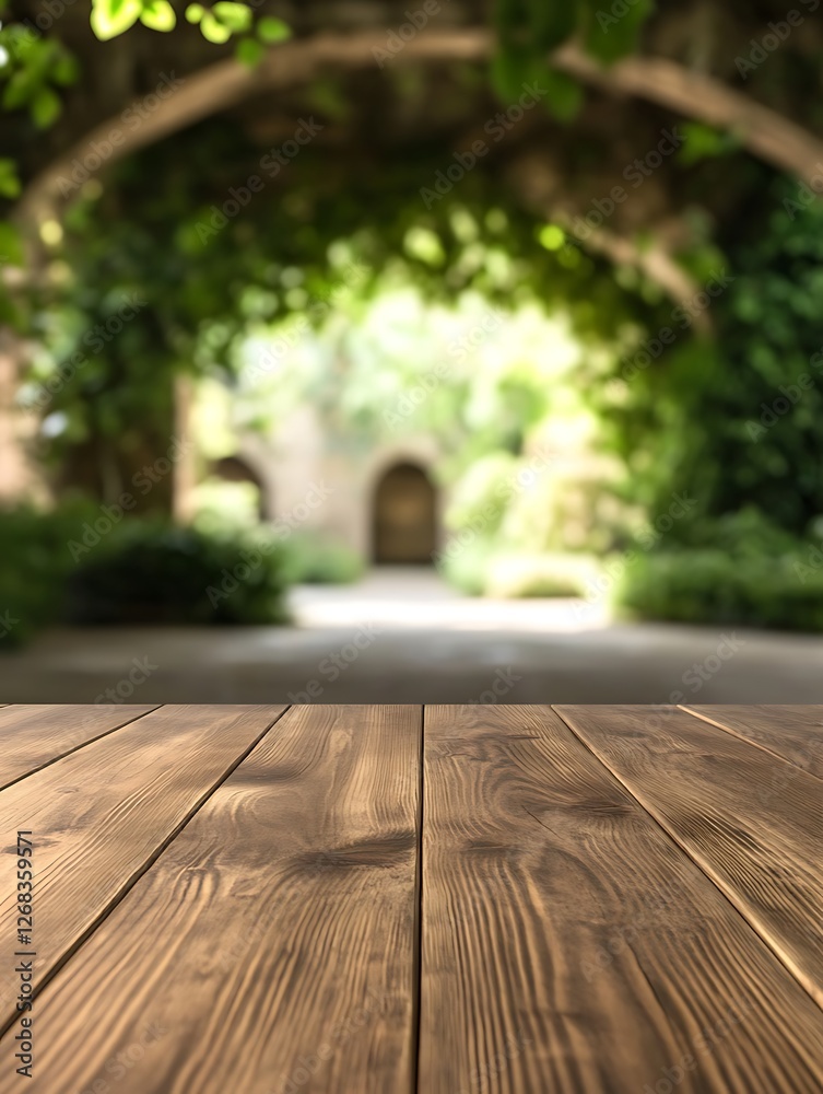Aufkleber A sharp-focused image of a smooth wooden table, creating a soft and inviting atmosphere.
