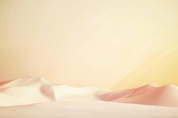 A serene desert landscape featuring soft, flowing sand dunes under a warm pastel sky.