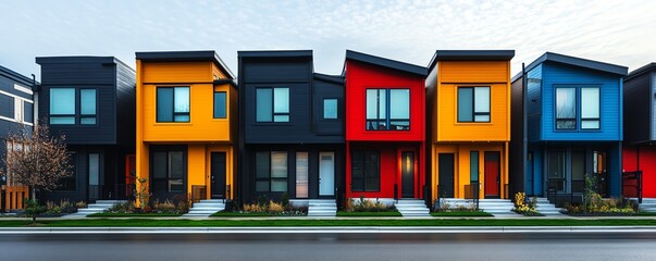 Obraz premium Stunning row of contemporary houses with unique designs