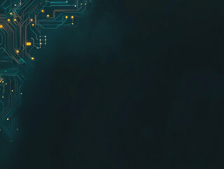 Abstract circuit board design featuring glowing elements on a dark background, symbolizing innovation and digital connectivity.