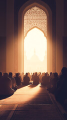 Majestic Mosque Interior with Worshippers