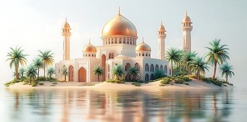 Naklejka premium Mosque Illustration Design Islamic Background