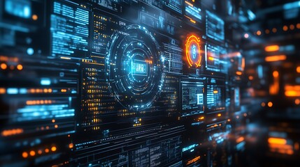 A sleek digital archive interface design featuring holographic elements for modern applications.