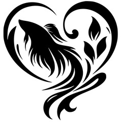 Beautiful guppy fish silhouette