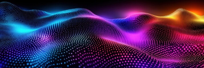Vibrant Abstract Digital Waves of Light in a Beautiful Gradient with Colorful Illumination Creating an Artistic and High-Tech Atmosphere