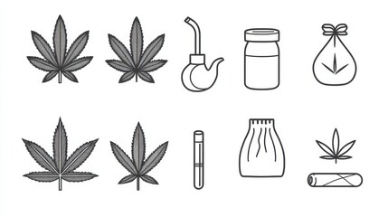 Cannabis Elements and Icons for Health and Wellness Representations