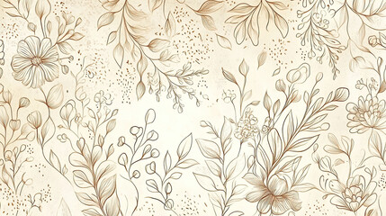 Fototapeta premium A delicate floral pattern in soft brown tones, ideal for backgrounds or designs.