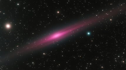 Fototapeta premium Elongated Nebula in Deep Space Illuminated by Distant Stars Galaxy with Cosmic Dust and Gas Clouds