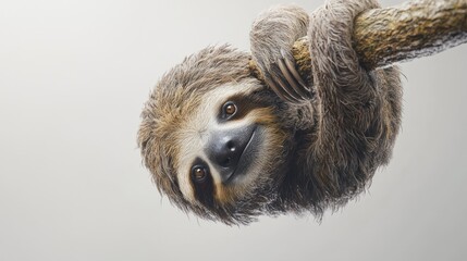 Upward Sloth, Hanging, Branch, Studio, Wildlife, Calm, Adorable, Nature, Poster