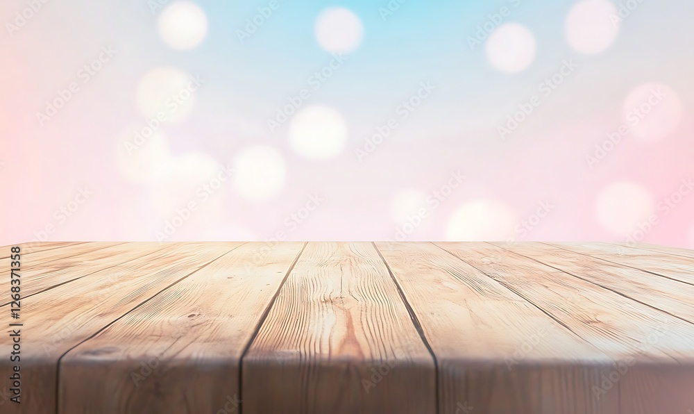 Fototapete a close-up image of a rustic wooden table surface with a blurred effect for an artistic touch.