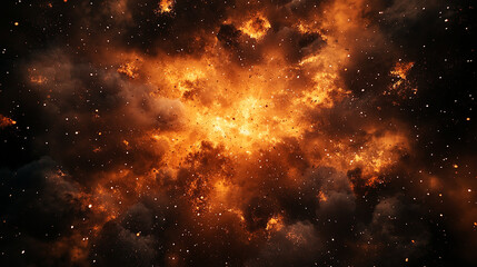 Fototapeta premium A fiery explosion bursting into the night sky scatter
