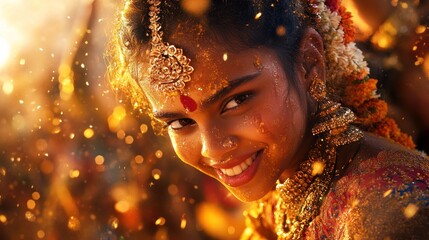 Joyful Pongal Festival Typography Design with Traditional Decorative Elements