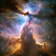 Obraz premium Ethereal Cosmic Pillar of Light Displaying Stellar Creation and Destruction in Nebula of Space