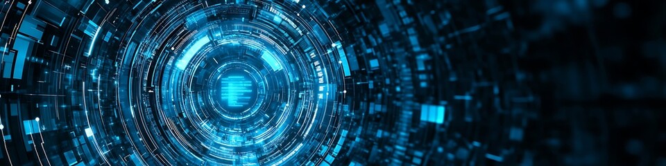 Fototapeta premium Abstract Blue Digital Technology Tunnel Design
