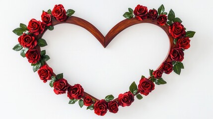 Heart-Shaped Frame Decorated with Beautiful Red Roses