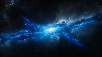 Ethereal Galactic Symphony Deep Space Nebula Explosion of Blues and Whites Cosmic Beauty and Wonder