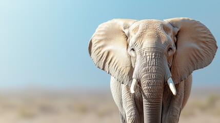 Elephant in African Savanna, Close-up View
